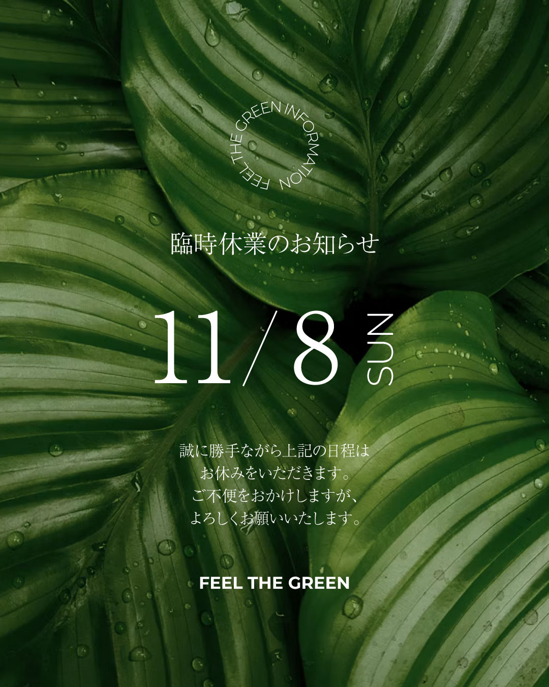 臨時休業のお知らせ